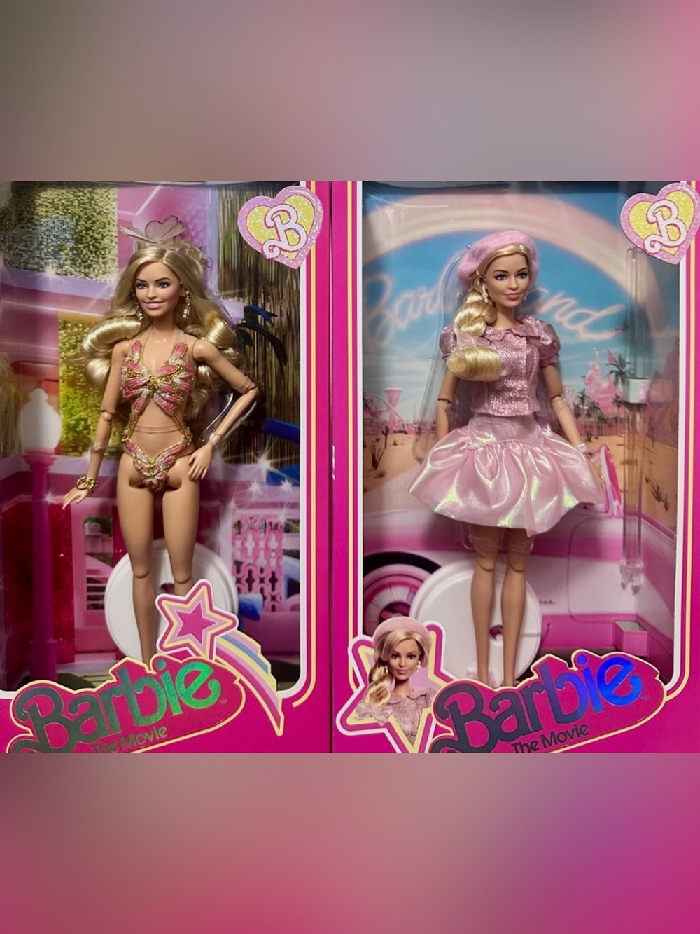 💎BARBIE THE MOVIE 2 DOLLS HANDMADE EMBROIDERY SWIMSUIT MARGOT ROBBIE💄🌸💅🏻